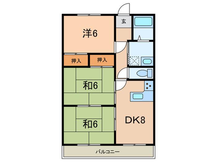 ハイツ鳥井(3DK/3階)の間取り写真