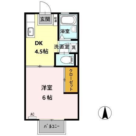 コーポ後藤(1DK/2階)の間取り写真