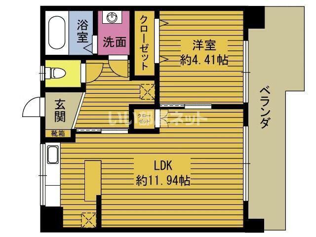 ZENITH豊饒(1LDK/3階)の間取り写真