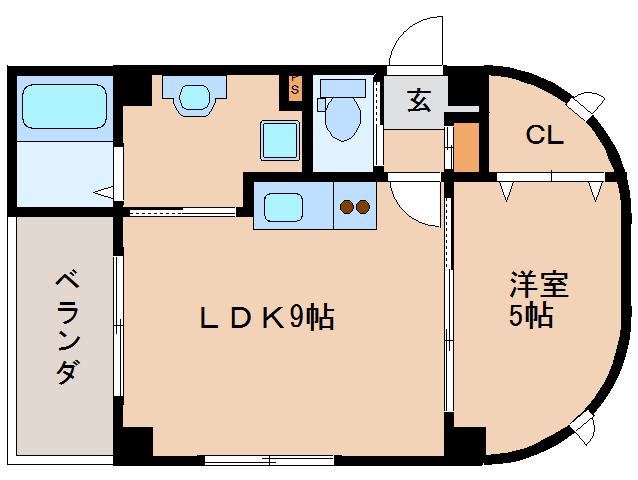 エクセレント天理(1LDK/1階)の間取り写真