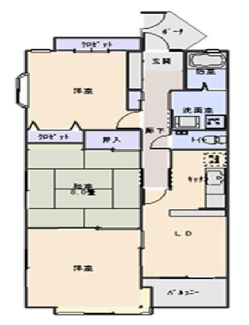 ロハスYK(3LDK/2階)の間取り写真