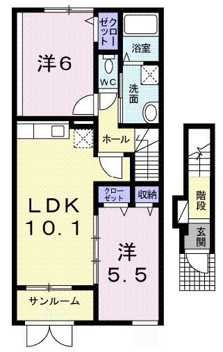 ソラーナ(2LDK/2階)の間取り写真