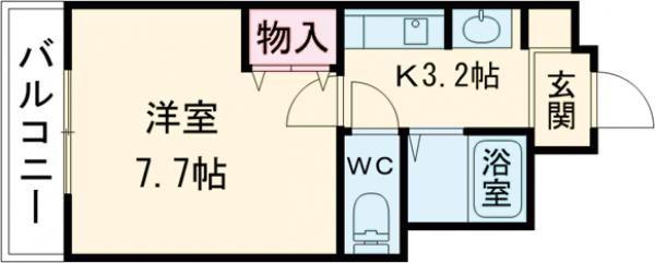 サーラ宝殿(1K/3階)の間取り写真