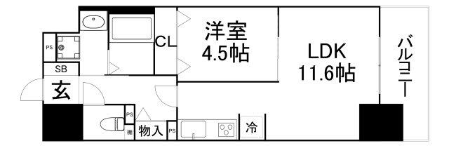大拓メゾン鶴見(1LDK/4階)の間取り写真