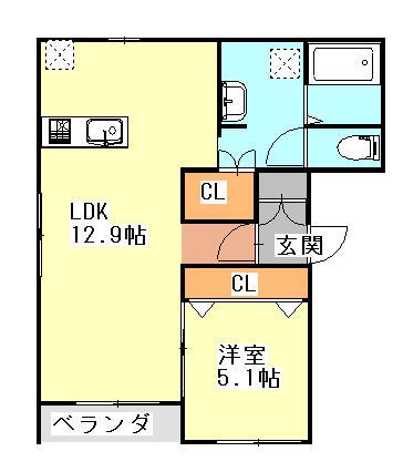 カサグランデ(1LDK/3階)の間取り写真