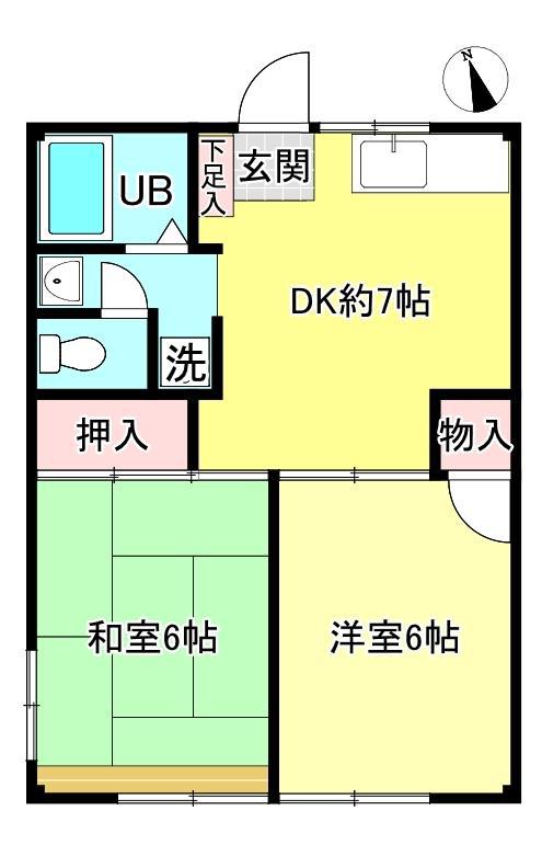 遠藤コーポ(2DK/1階)の間取り写真