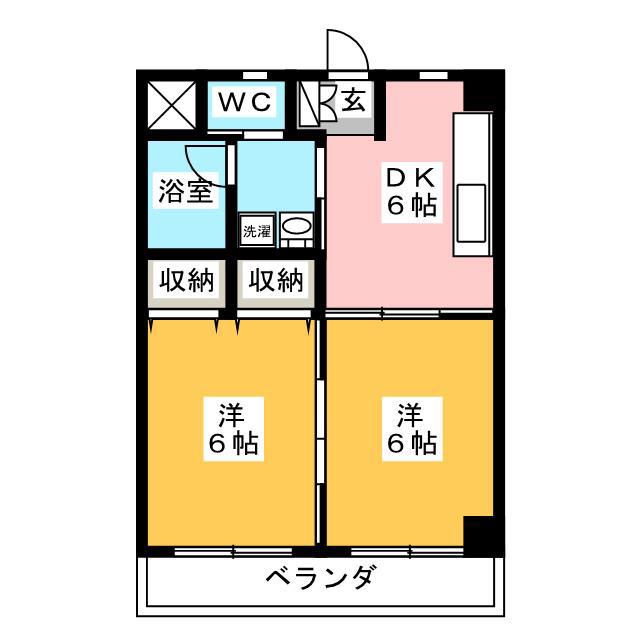 メゾンコンフォート(2DK/2階)の間取り写真