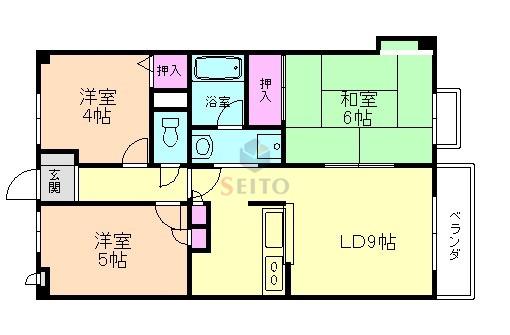 サン豊中(3LDK/3階)の間取り写真
