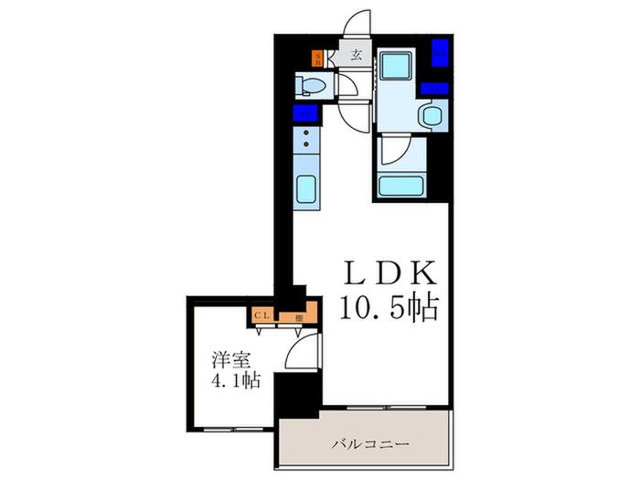 ベラジオ京都西院ウエストシティIII(1LDK/5階)の間取り写真