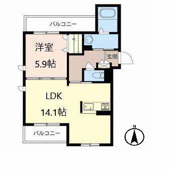 シャーメゾンアブニール緑地(1LDK/2階)の間取り写真