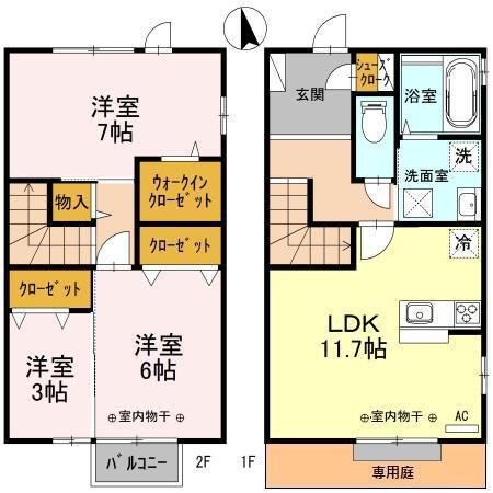 セレッソ大樹(3LDK/1階)の間取り写真