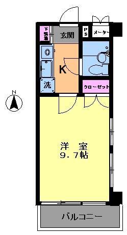 カーサモレーノ(1K/2階)の間取り写真