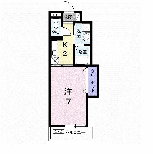 シャンテ・フルール(1K/2階)の間取り写真