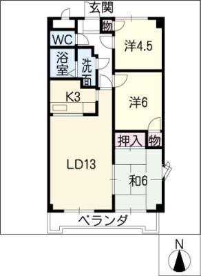 サンシティウインディコート(3LDK/4階)の間取り写真