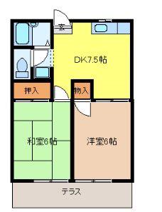 ビューラカモメ(2DK/2階)の間取り写真