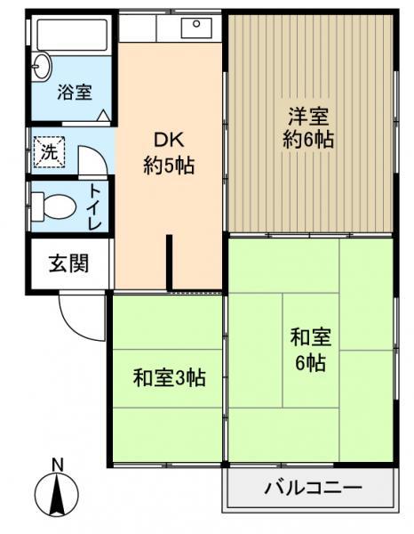 ハイツ上高野(3DK/2階)の間取り写真