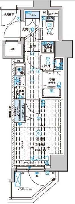 メインステージ千住中居町(1K/2階)の間取り写真