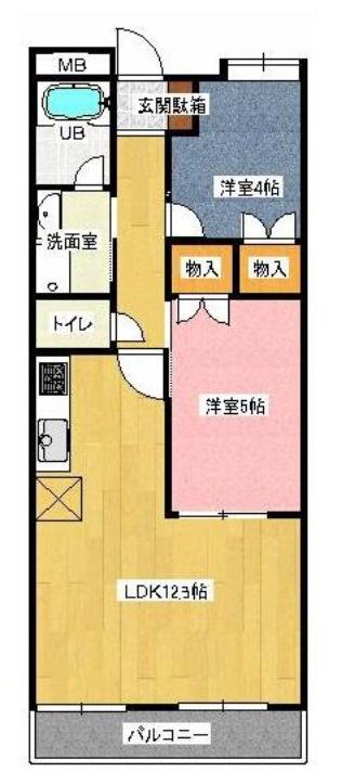 アーバンライフ川(2LDK/3階)の間取り写真