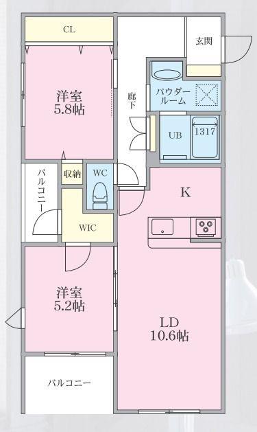 THE MANOR KYODO(2LDK/2階)の間取り写真
