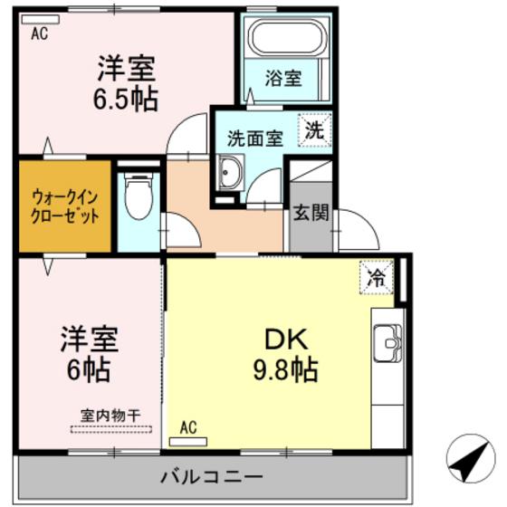 サンハイム己斐中(2DK/3階)の間取り写真