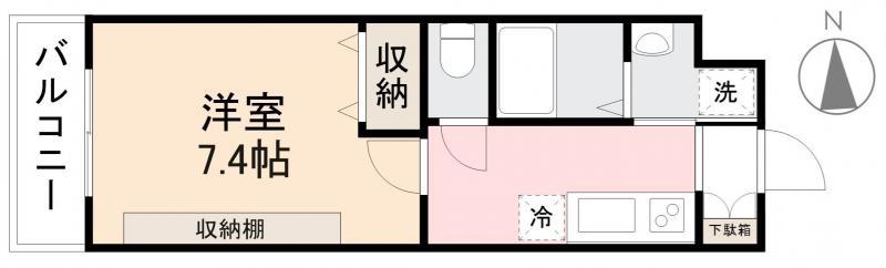 スミタスヴィラ瀬戸内II(1K/1階)の間取り写真