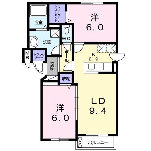プリマヴェーラ・ルーチェ(2LDK/4階)の間取り写真