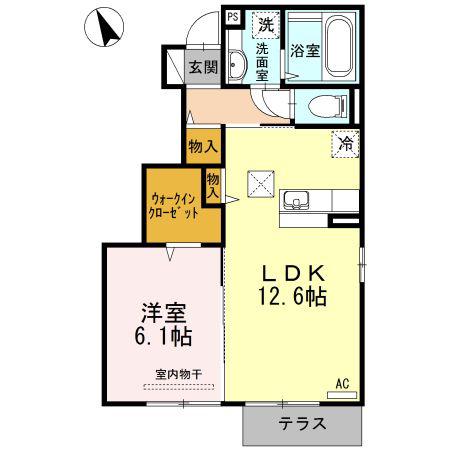 グランシャリオ須屋(1LDK/1階)の間取り写真