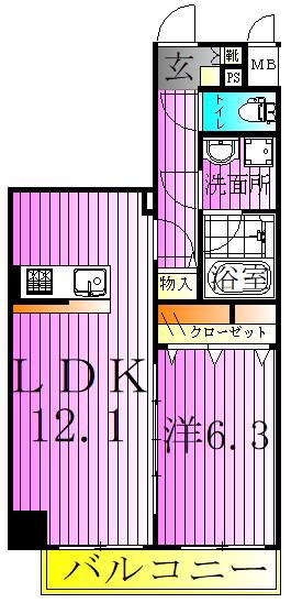 ラ・クール(1LDK/3階)の間取り写真