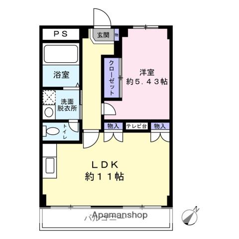 新緑ハイツ(1LDK/2階)の間取り写真