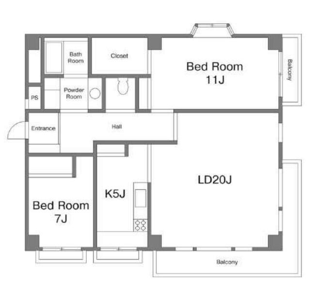 ヒルトップ南麻布(2LDK/3階)の間取り写真