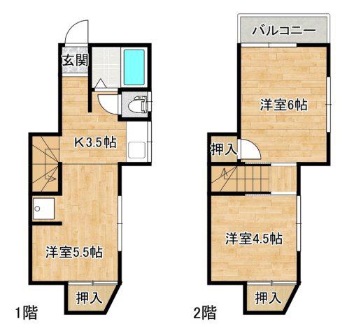クローバーII(3K/1階)の間取り写真