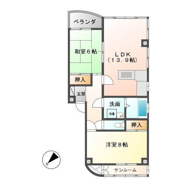 メゾンときわ(2LDK/1階)の間取り写真