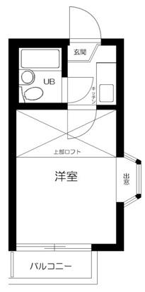 ソレイユ富士見A棟(1K/2階)の間取り写真