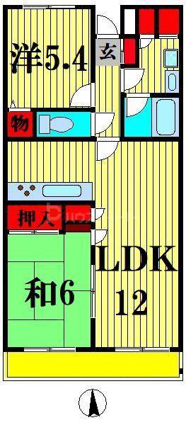 エスポワール新松戸(2LDK/4階)の間取り写真