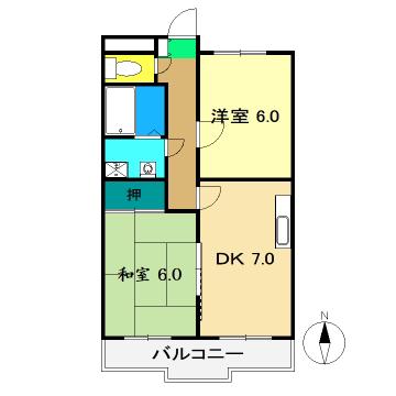 第一すいめいマンション(2DK/5階)の間取り写真