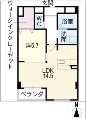 エルミタージュ(1LDK/9階)の間取り写真