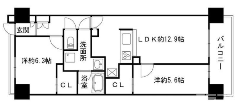 リビオ堺ステーションシティ(2LDK/10階)の間取り写真