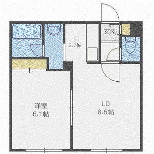 カムイH38(1LDK/2階)の間取り写真
