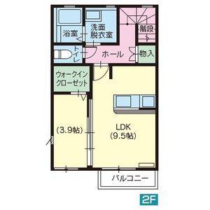 パルテール宮原(1LDK/2階)の間取り写真