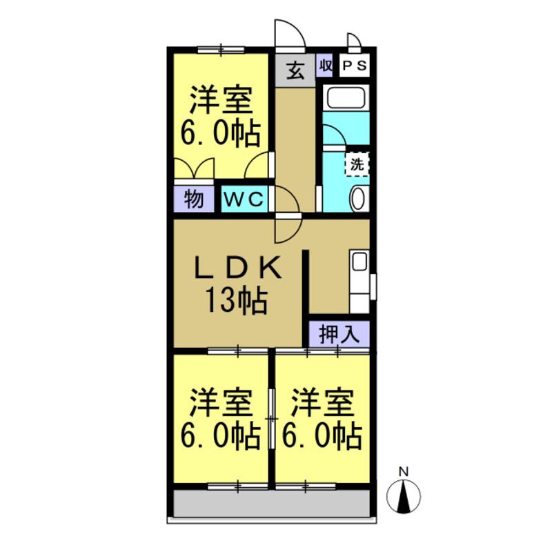 サンシャイン藤(3LDK/3階)の間取り写真