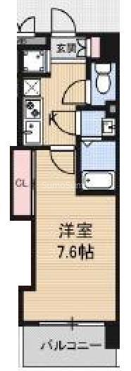 LUXE難波西III(1K/2階)の間取り写真