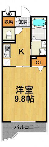 ランデュール逆瀬川(1K/1階)の間取り写真