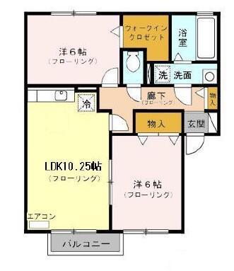 メリエストA(2LDK/1階)の間取り写真