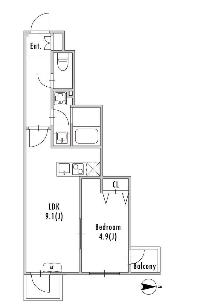 グランパセオ中目黒3(1LDK/1階)の間取り写真