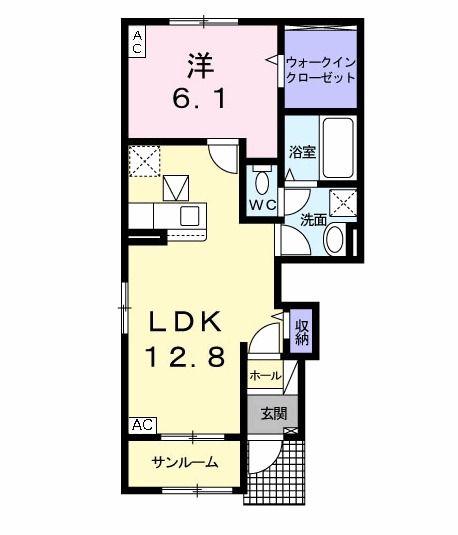 ロスペロスI(1LDK/1階)の間取り写真