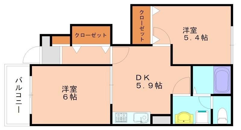エヴァーグリーンI(2DK/1階)の間取り写真