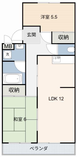 エクセル築地(2LDK/1階)の間取り写真