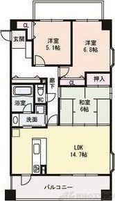 エスポワール豊里(3LDK/3階)の間取り写真