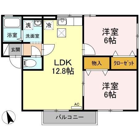 ウィルモアさくら野(2LDK/1階)の間取り写真