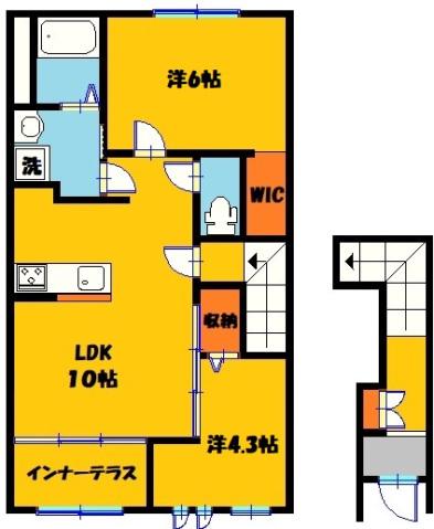 トロワシヤン(2LDK/2階)の間取り写真